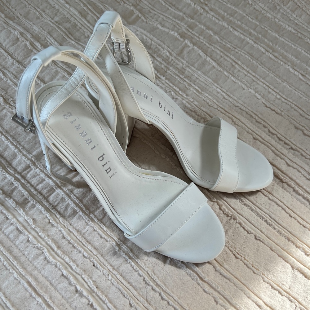 Gianna Bini White Block Heel Sandals